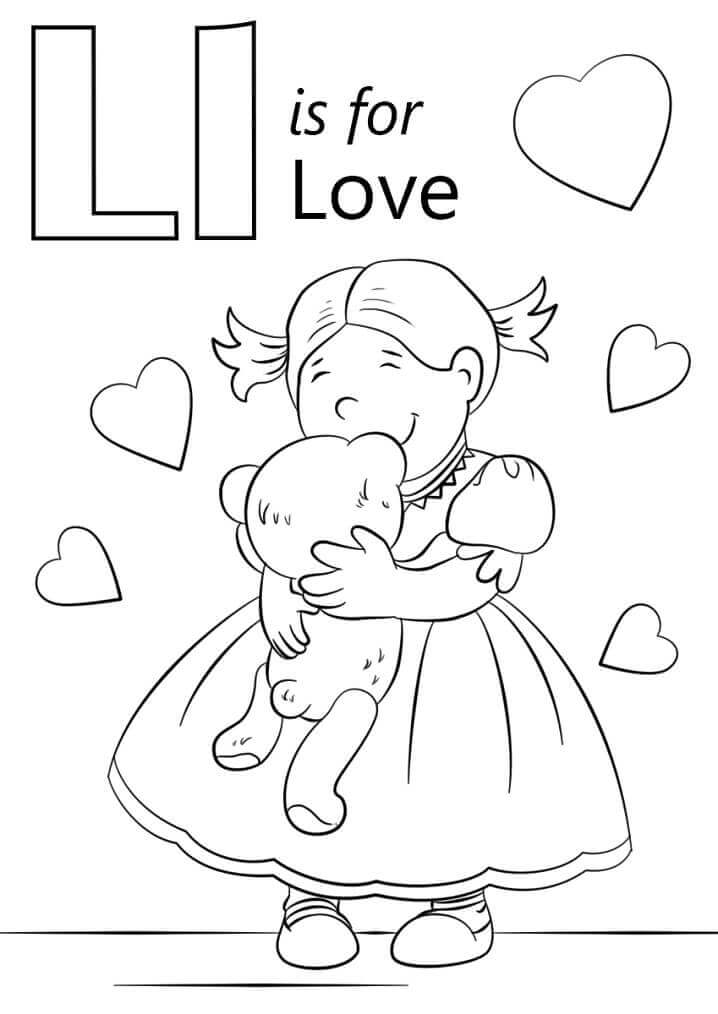 Dibujo de Letra de Amor L para Colorear