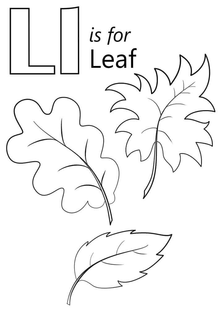 Dibujo de Hoja Letra L para Colorear