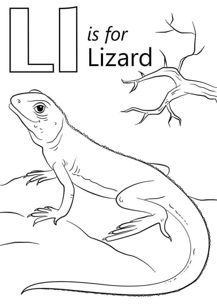 Dibujo de Lagarto Letra L para Colorear
