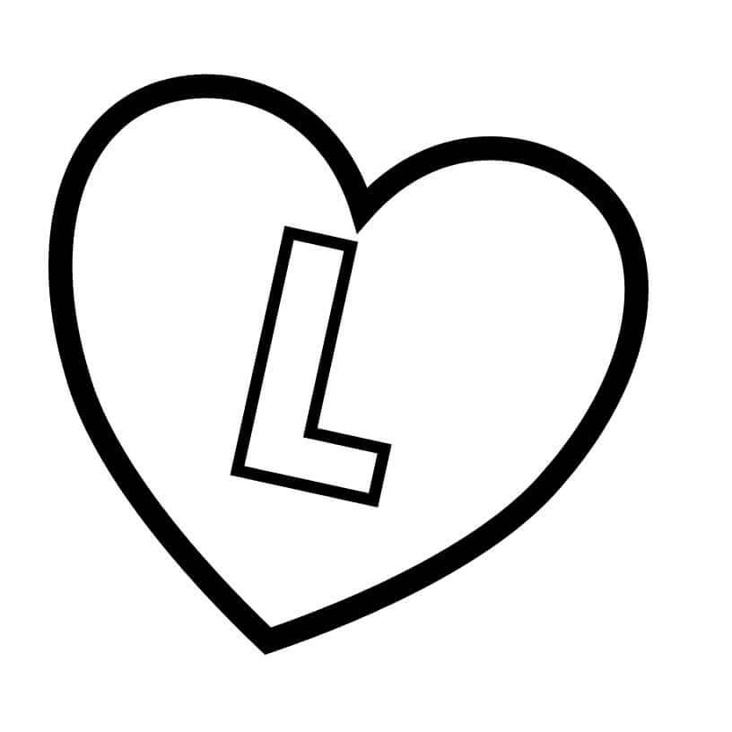 Dibujo de Letra L en corazón para Colorear