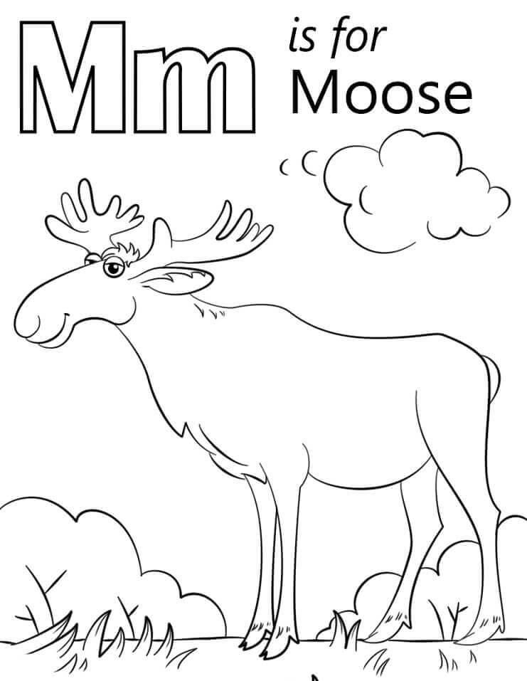 Dibujo de Letra de Alce M para Colorear