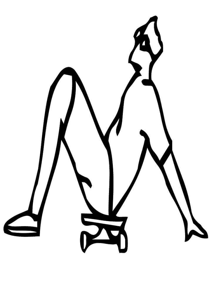 Dibujo de Letra M Personas en Patineta para Colorear