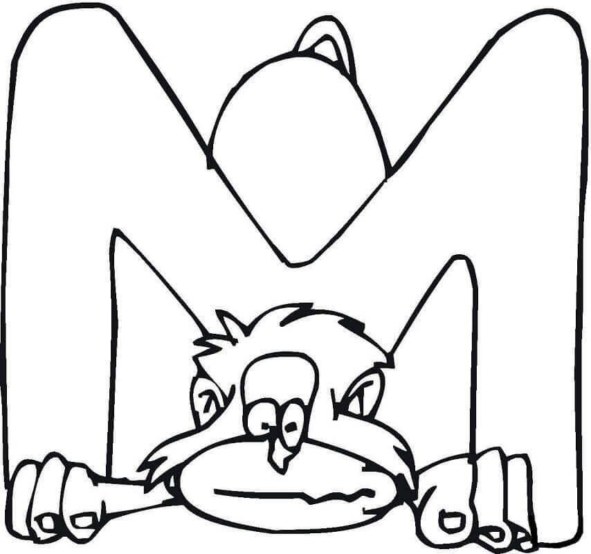 Dibujo de Letra Mono Lindo para Colorear