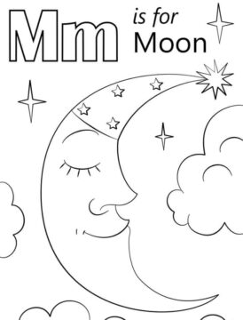 Dibujo de Luna Letra M para Colorear