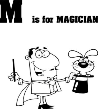 Dibujo de Mago Letra M para Colorear
