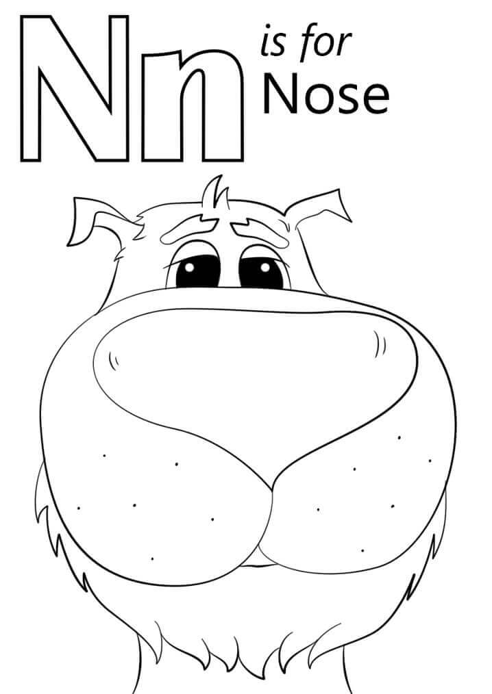 Dibujo de Nariz Letra N para Colorear