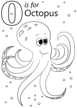 Dibujo de Pulpo Guapo Letra o para Colorear