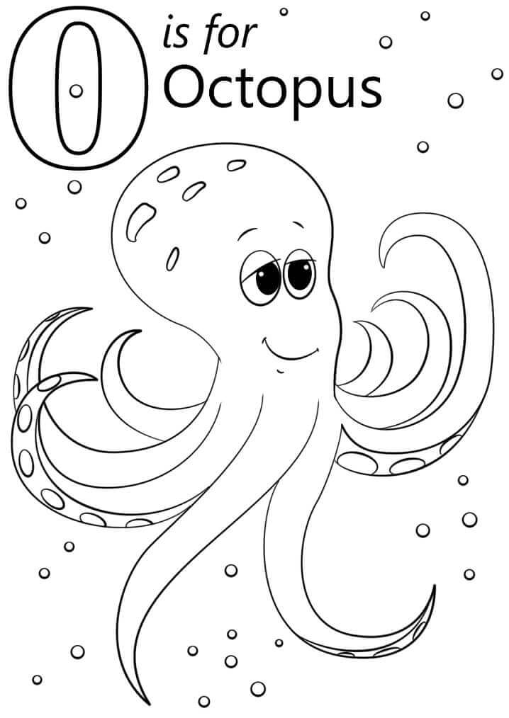 Dibujo de Pulpo Guapo Letra o para Colorear