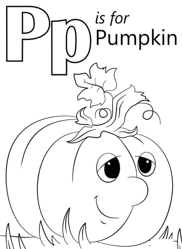 Dibujo de Calabaza Letra P para Colorear