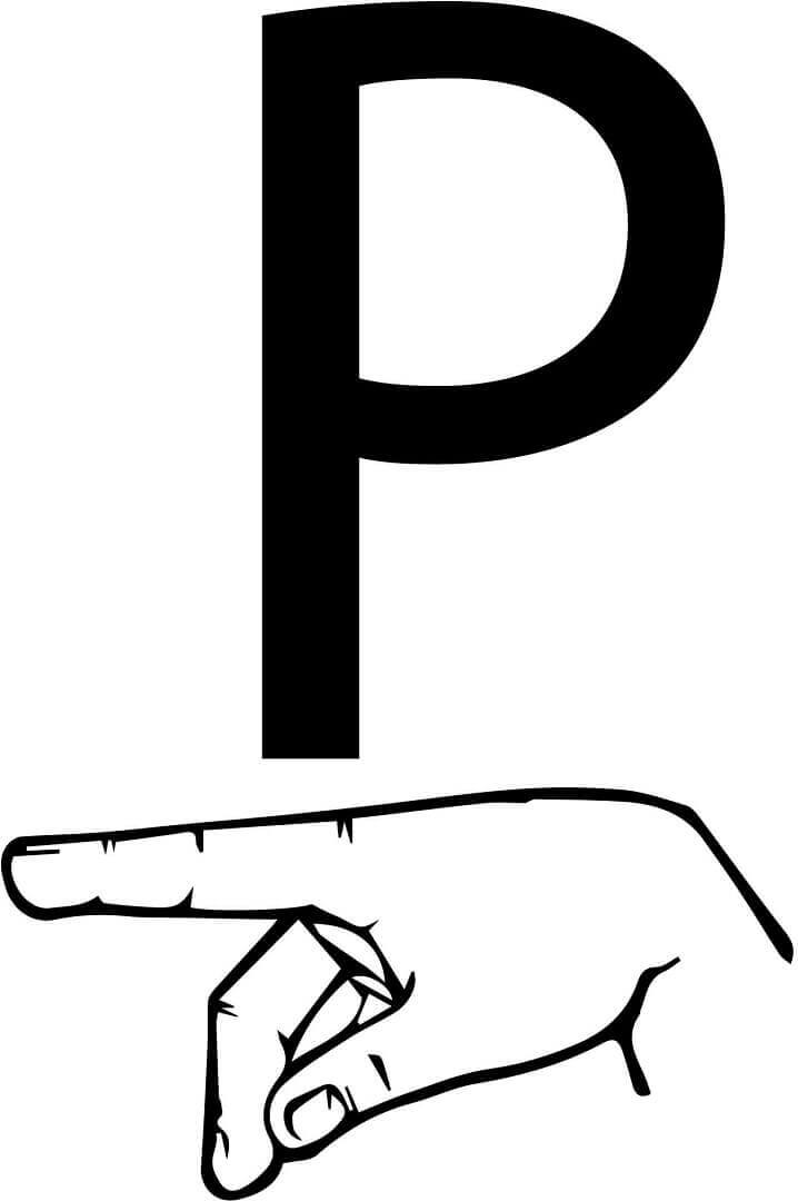 Dibujo de Letra P Mano para Colorear