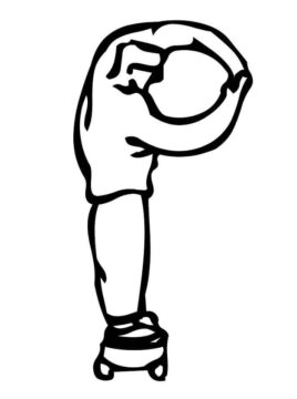 Dibujo de Letra P Personas en Patineta para Colorear