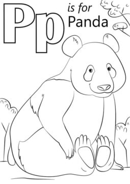 Dibujo de Panda Letra P para Colorear