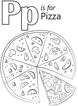 Dibujo de Pizza Letra P para Colorear