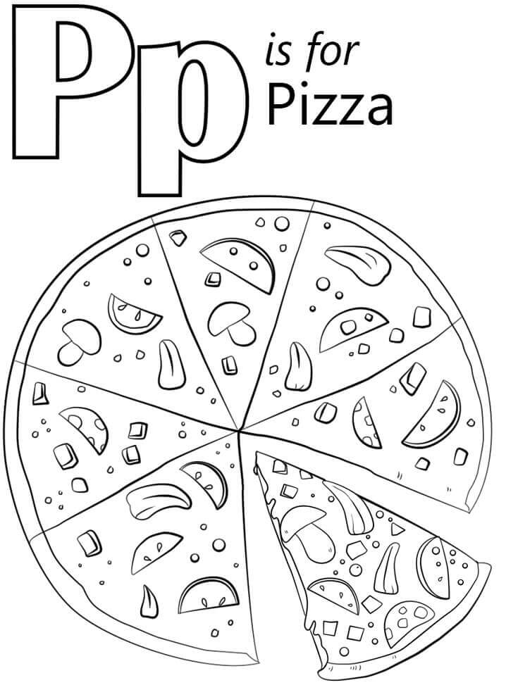 Dibujo de Pizza Letra P para Colorear