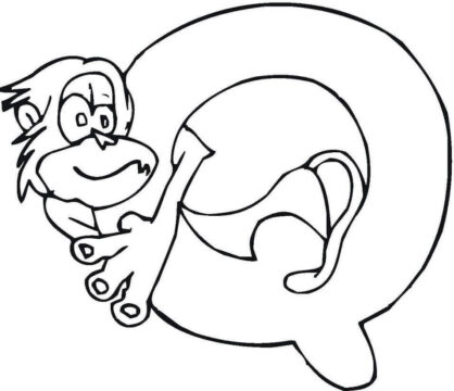 Dibujo de Letra Q Mono para Colorear