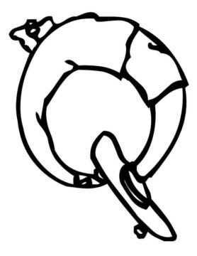 Dibujo de Personas Letra Q con Patineta para Colorear
