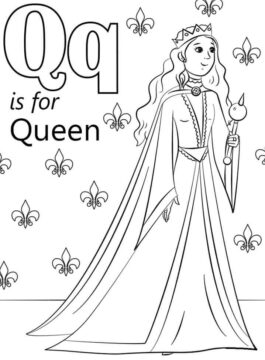 Dibujo de Reina Letra Q para Colorear