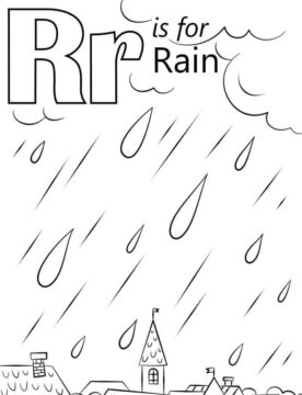 Dibujo de Lluvia Letra R para Colorear