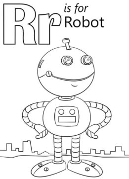 Dibujo de Robot Letra R para Colorear