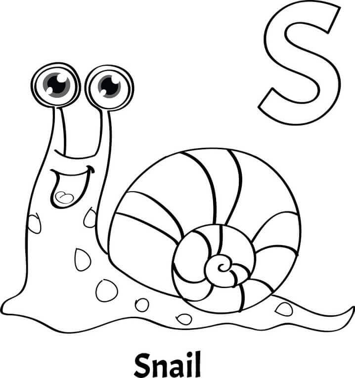 Dibujo de Caracol Letra S para Colorear