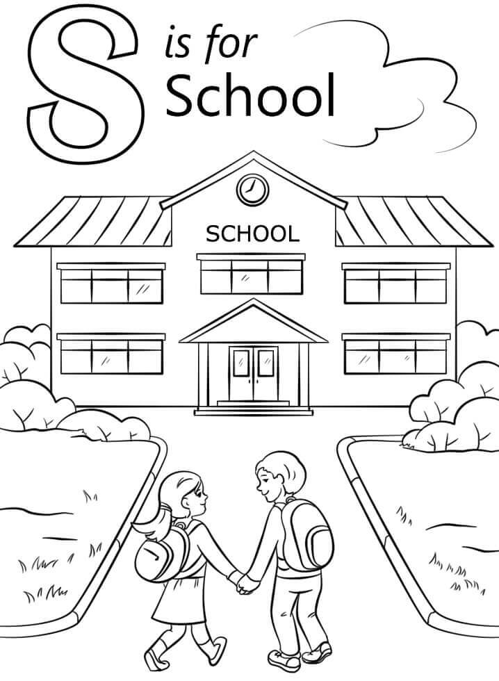 Dibujo de Escuela Letra S para Colorear