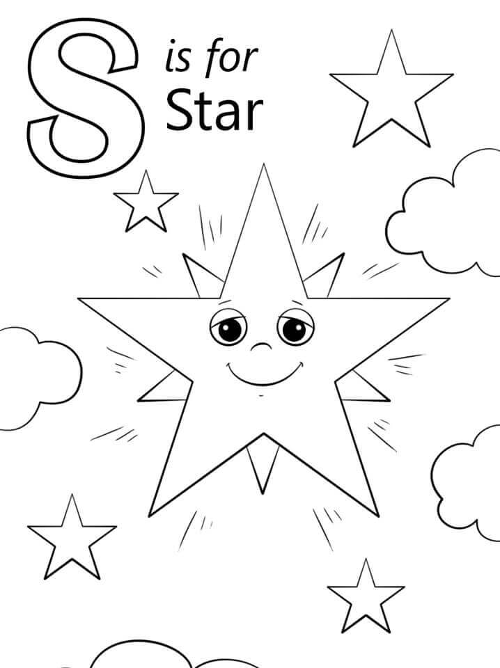 Dibujo de Estrella Letra S para Colorear