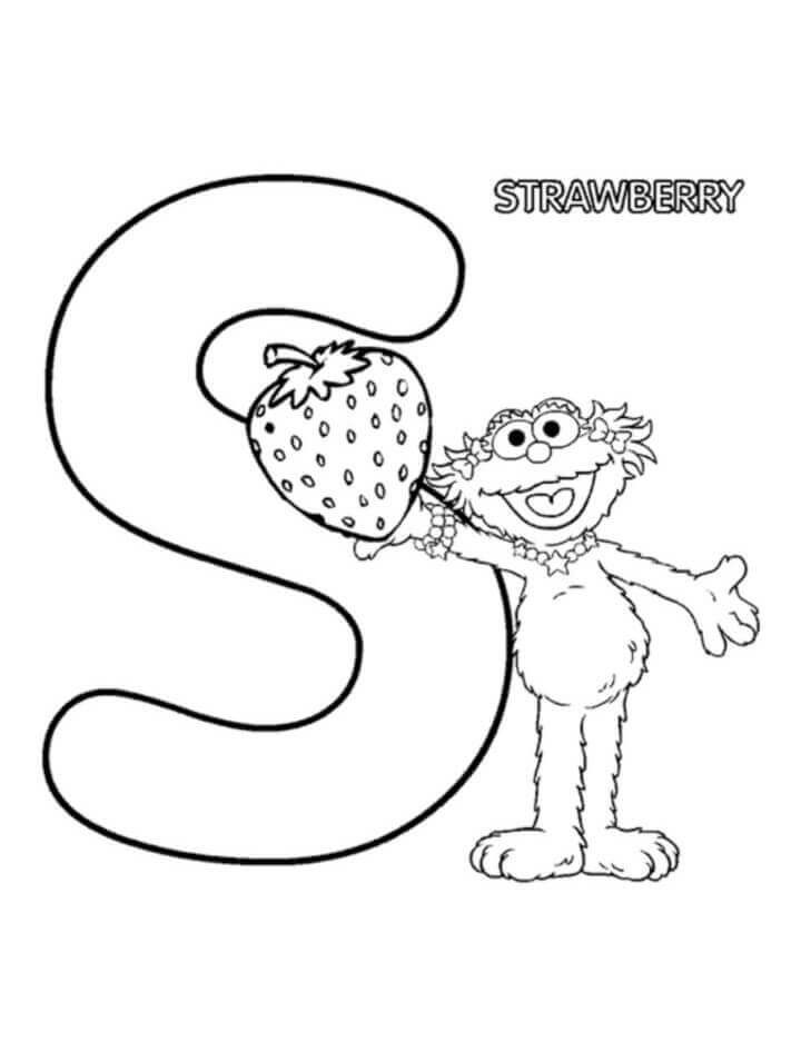 Dibujo de Fresa Letra S para Colorear