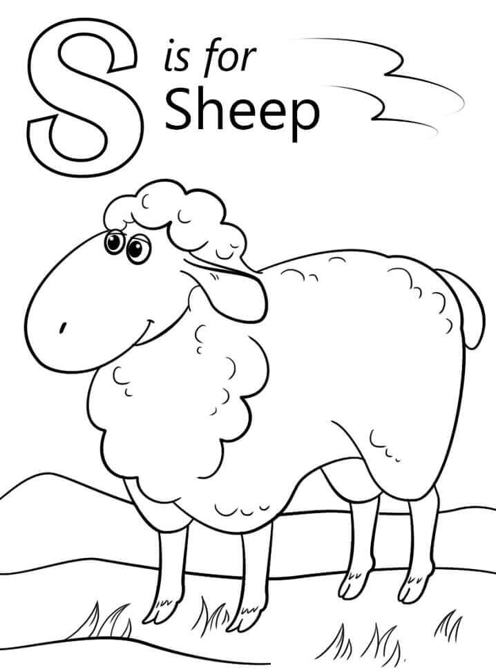 Dibujo de Oveja Letra S para Colorear