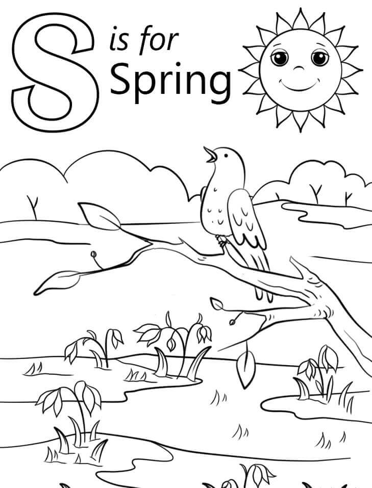 Dibujo de Primavera Letra S para Colorear