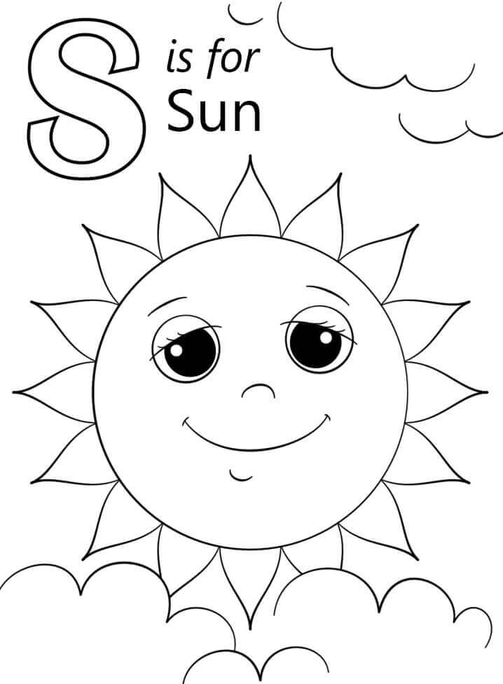Dibujo de Sol Letra S para Colorear