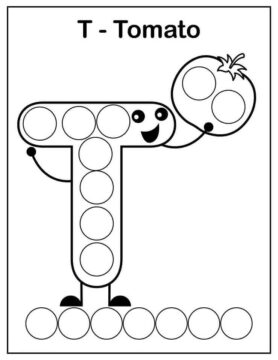 Dibujo de Tomate Letra T para Colorear