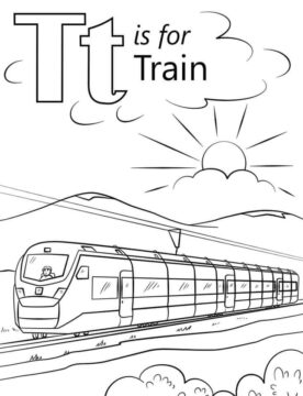 Dibujo de Tren Letra T para Colorear