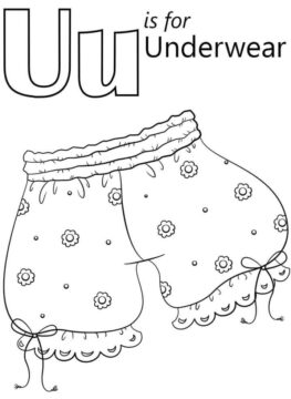 Dibujo de Letra de Ropa Interior U para Colorear