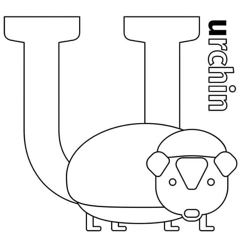 Dibujo de Letra U de Urchin para Colorear