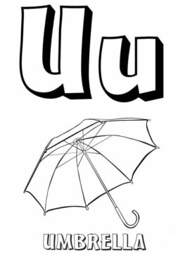 Dibujo de Paraguas Letra U para Colorear