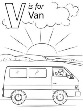 Dibujo de Van Letra V para Colorear