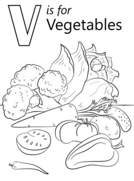 Dibujo de Vegetales Letra V para Colorear