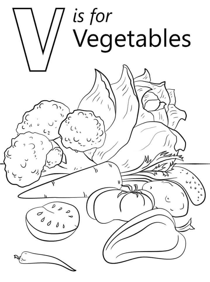 Dibujo de Vegetales Letra V para Colorear