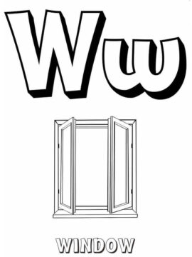 Dibujo de Letra de Ventana W para Colorear