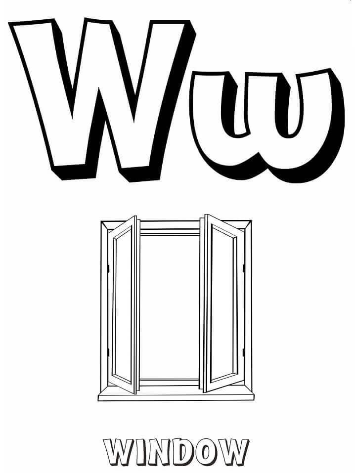 Dibujo de Letra de Ventana W para Colorear