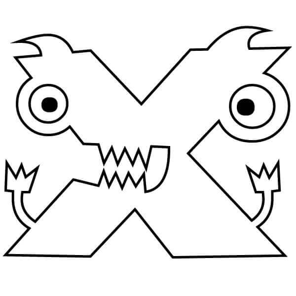 Dibujo de Letra X Monstruo para Colorear