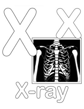 Dibujo de Rayos X Letra X para Colorear