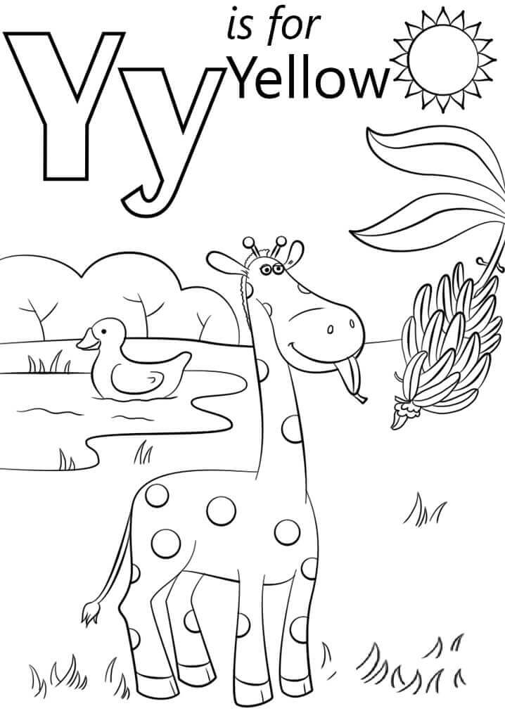 Dibujo de Letra Amarilla y para Colorear