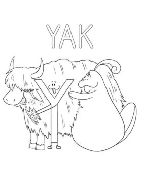 Dibujo de Yak Letra y para Colorear