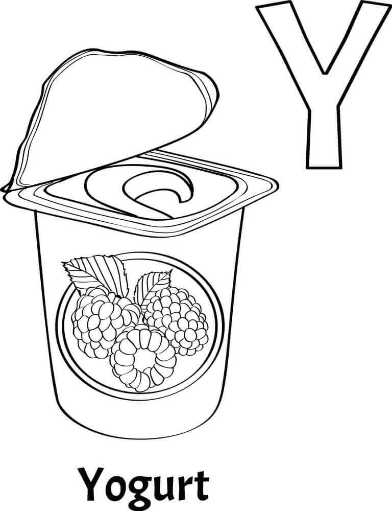 Dibujo de Yogur Letra y para Colorear