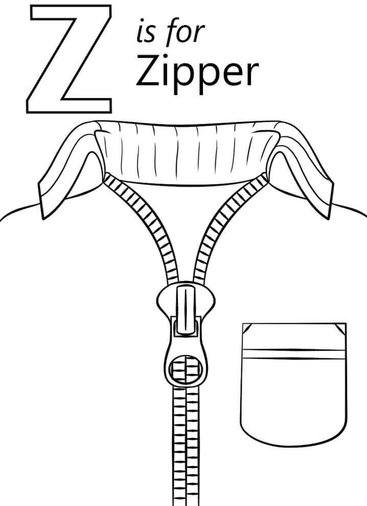 Dibujo de Chaqueta con Cremallera Letra Z para Colorear