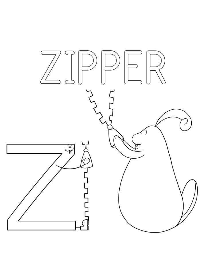 Dibujo de Cremallera Letra Z Lindo para Colorear