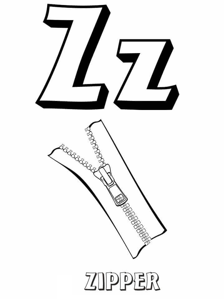 Dibujo de Cremallera Letra Z para Colorear