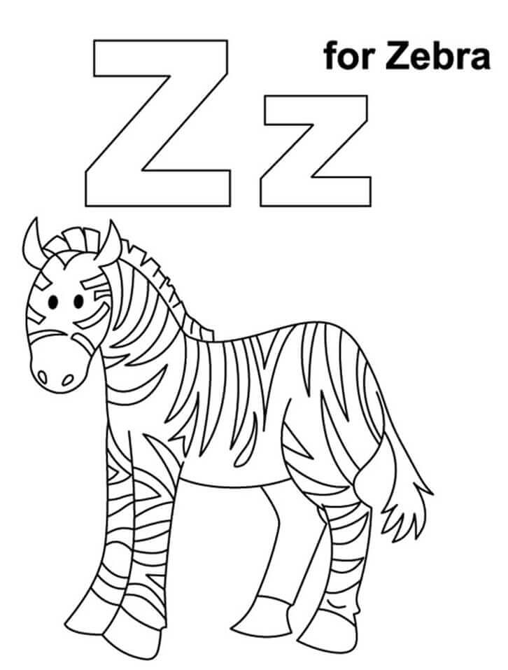 Dibujo de Letra de Cebra Z para Colorear
