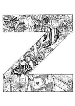 Dibujo de Letra Z con Animal para Colorear